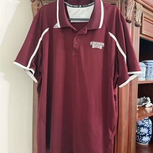 adidas Maroon Polo with White Trim - Mississippi State Logo